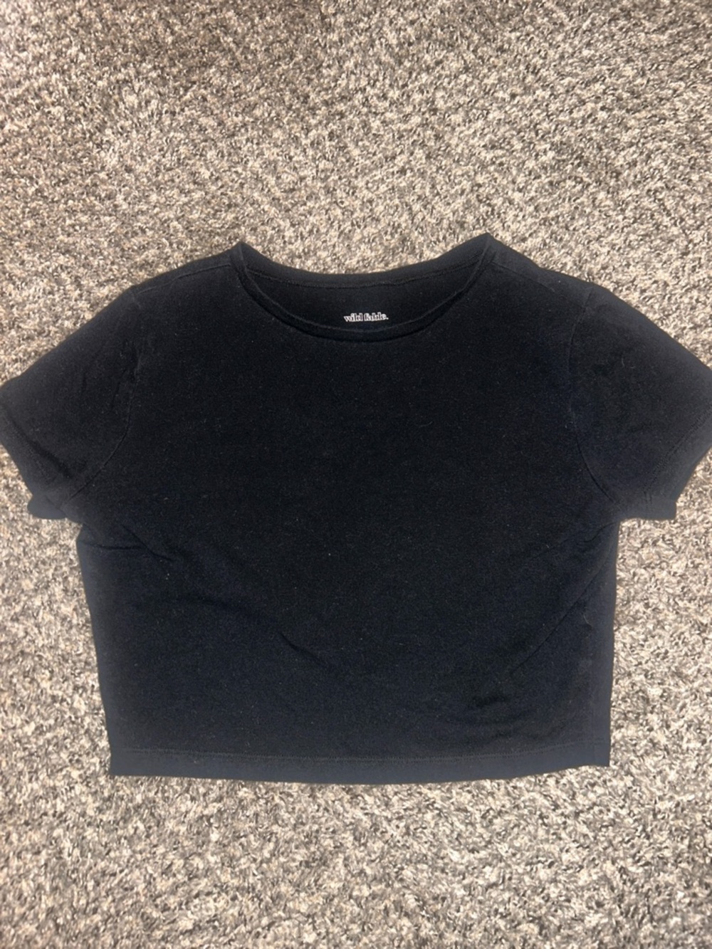 Wild Fable Black Crewneck Crop Tee